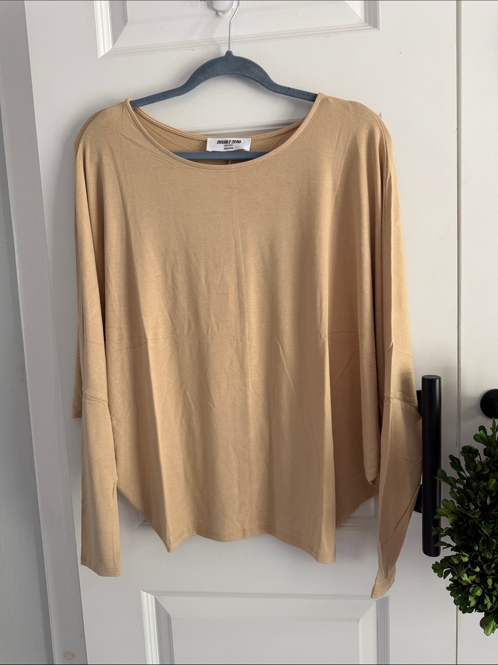 Batwing sleeve Relaxed Long Sleeve Women’s Top in Beige